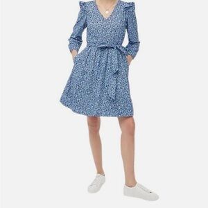 J. Crew Navy and Light Blue Floral Blouse